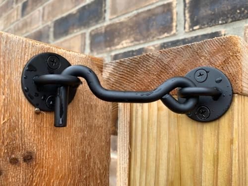 Raswik 4” Privacy Hook and Eye Gate Door Latch Easy Lock for Sliding Barn Doors, Black