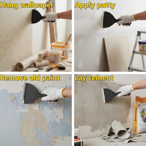 6-Pack Plastic Putty Knife Set, Non-Scratch Scraper & Spackle Spreader with Comfort Grip for Wall Repair, Patching, and Easy Clean up