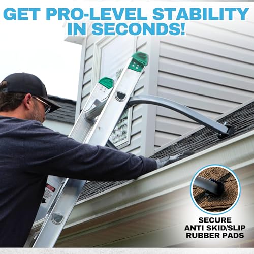 Heavy Duty Ladder Stabilizer | Carbon Steel Extension Ladder Standoff with Anti-Slip Rubber Feet for Gutter Cleaning, Painting & Roofing - Professional Grade Ladder Accessory for Extension Ladder - color: Ladder Stabilizer Gray