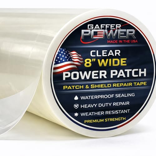 Gaffer Power Clear Butyl Seal Tape 8” x 5 FT – Extra Wide Waterproof Leak Repair Tape for Roof, Gutters, Pipes & RV – Heavy Duty, Flexible, Made in USA - color: Clear 8 Inch
