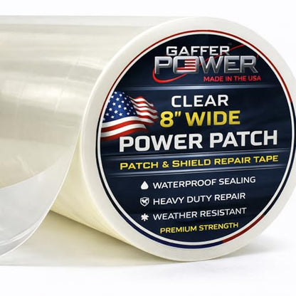 Gaffer Power Clear Butyl Seal Tape 8” x 5 FT – Extra Wide Waterproof Leak Repair Tape for Roof, Gutters, Pipes & RV – Heavy Duty, Flexible, Made in USA - color: Clear 8 Inch