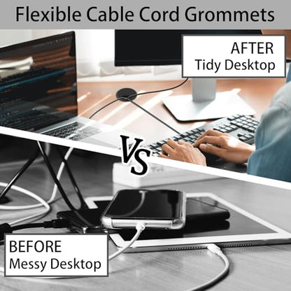 2 Inch(50mm) Desk Grommet,13 Pieces Wire Grommet, Desk Hole Cover for Cables with Hole Saw,Plastic Cable Cord Wire Hole Cover for Desk, Table,Cabinet,Countertop and Other Furniture(Black) - size: 2IN/50mm Black-Fan