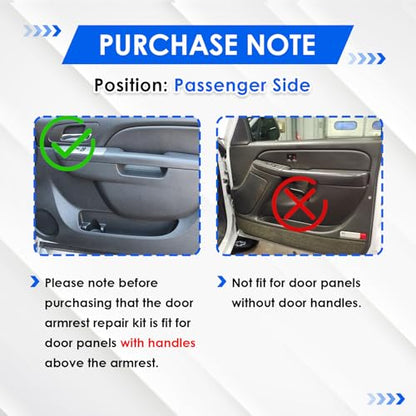 80995 Passenger Side Front Armrest Repair Kit with Door Handle (Right) 27inch Compatible with Chevrolet Chevy GMC Sierra Tahoe Suburban Silverado 2010-2014 Replace OE# 84127280 - color: Tan, size: Passenger Side