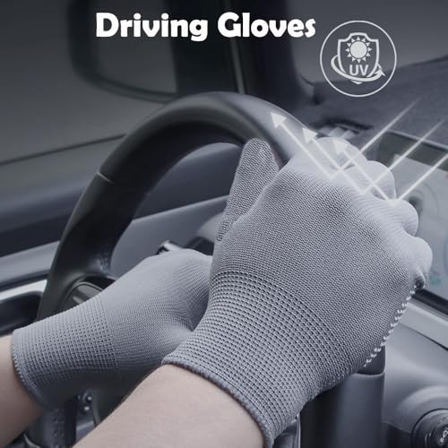 24 Pairs Work Gloves Bulk - Anti-slip Lightweight Gloves -Thin Glove for Driving Construction Cycling Working - color: Grey