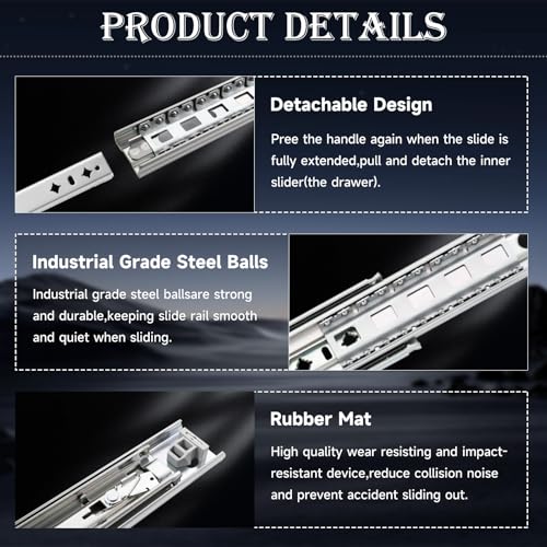 Heavy Duty Drawer Slide with Lock 16 Inch,Full Extension Ball Bearing Runners Locking & Lock-Out, Up to 250lb Load Capacity,1 Pair - size: 16 Inch, style: With lock(W:53mm)