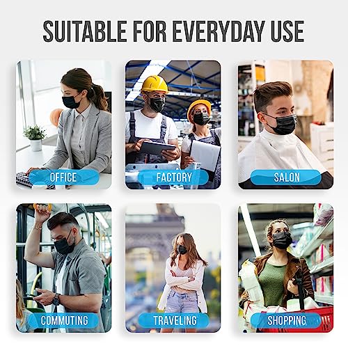 SereneLife 50 Count Disposable Face Masks | Breathable 3-Ply Layers | Made from Non-Woven Fabric | Comfortable Earloops | Daily Use & Personal Care | Easy to Use & Disposable | For Adults (Black) - size: 50 Count (Pack of 1)