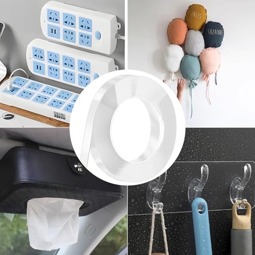 Nano Strong Mounting Adhesive Tape Double Sided Tape Heavy Duty Removable Clear Two Sided Double Stick Wall Tape 1/2in*16.4ft - size: A:1/2inch*16.4ft