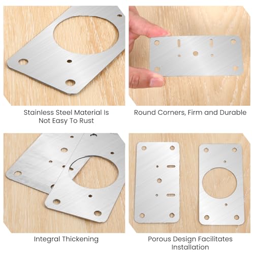 Ptwola 60PCS Cabinet Hinge Repair Plate Kit Durable Stainless Steel Door Hinge Fixing Plates Bracket Rust Resistant Board with Mounting Screws Easy Installation for Kitchen Cupboard Locker Furniture
