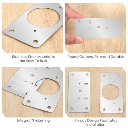 Ptwola 60PCS Cabinet Hinge Repair Plate Kit Durable Stainless Steel Door Hinge Fixing Plates Bracket Rust Resistant Board with Mounting Screws Easy Installation for Kitchen Cupboard Locker Furniture