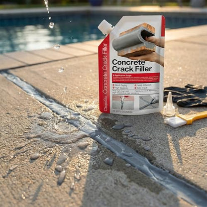 Concrete Crack Filler 4-Pack 4.4LB Grey, Self-Leveling High Elasticity Cement Sealant, Waterproof Repair Caulk for Driveway, Patio, Sidewalk, Garage, Basement– Professional-Grade Durability - style: 4 Pack/ 4.4LB