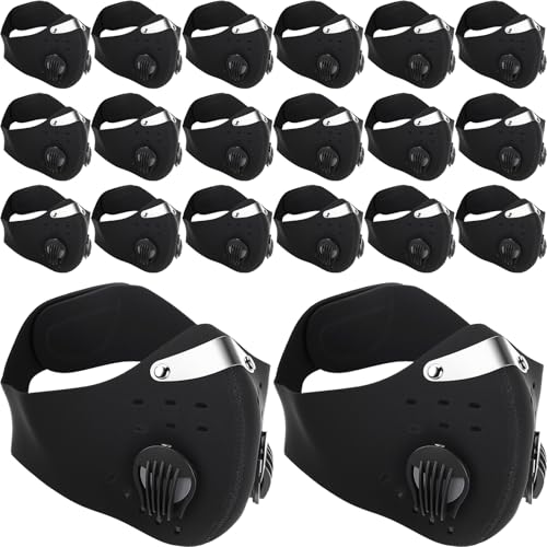 Chicingyou 20 Pcs Neoprene Dust Mask Breathable Anti Pollution Respirator Face Protection with Activated Carbon Filter - color: Black