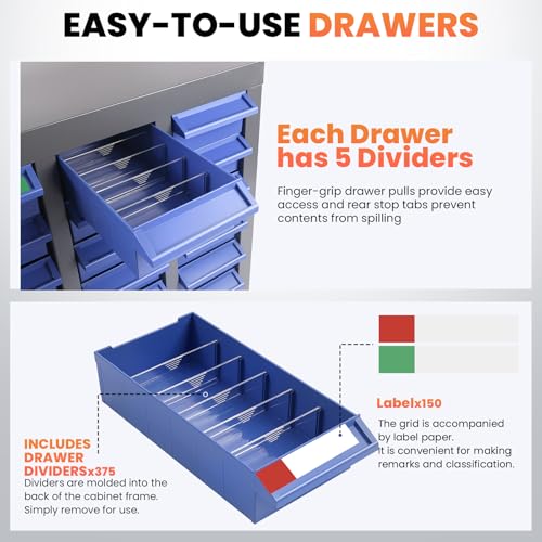 75 Drawers - Part Cabinet, Shelves & Label Stickers - Bolt and Nut Organizer Bolt Bin Cabinets, Durable Steel Tool Storage Cabinet for Garage/Workshop Small Parts/Hardware Organization - style: 75 Drawer
