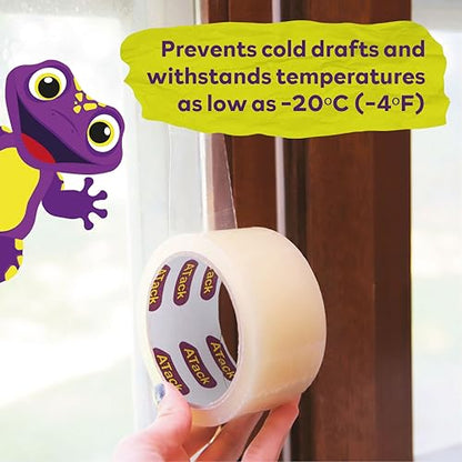 ATack Transparent Window Weather Sealing Tape, 2-Inch x 30 Yards, Clear Window Draft Isolation Sealing Film Tape- No Residue, Surface-Safe, Wood-Safe, Removes Cleanly (Pack of 2) - size: 2" x 30 Yards (Single Pack) (Pack of 2)
