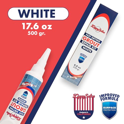 ZippySolve Tile Grout, Repair Kit, 2 Pack Grout Filler, Restore & Renew Tile Joints Line, Fast Drying Grout Paint Squeeze Tube for Bathroom Shower Kitchen Floor, Waterproof (17.6 oz, White) - style: 2xWhite