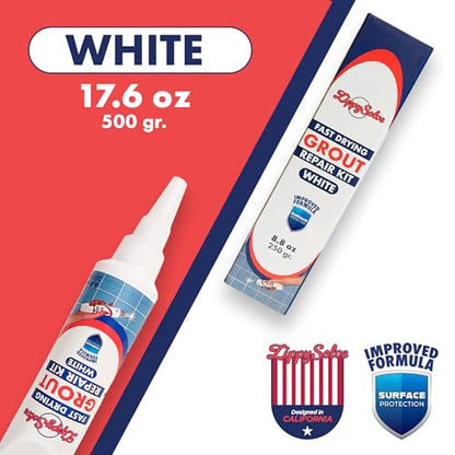 ZippySolve Tile Grout, Repair Kit, 2 Pack Grout Filler, Restore & Renew Tile Joints Line, Fast Drying Grout Paint Squeeze Tube for Bathroom Shower Kitchen Floor, Waterproof (17.6 oz, White) - style: 2xWhite