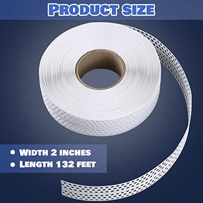 Kingdder Drywall Joint Tape 2" x 132' PVC Multipurpose Self Adhesive Joint Tape Drywall Corner Line Wall Crack Self Adhesive and Patch for Inside and Outside Corner Bead, Ceiling Wall Crack Filling