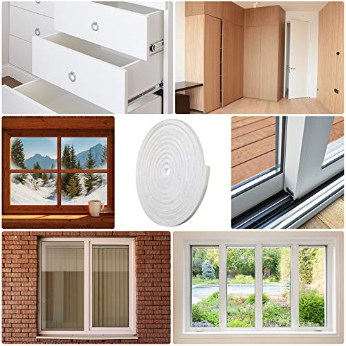 Jetec 4 Pcs Self Adhesive Brush Weather Stripping 19.75 ft Per Strip 3/8 x 3/8 Inch White Fuzzy Pile Felt Door Weather Seal for Sliding Windows Frames Seal Winter Strip for Soundproofing Dustproof DIY - color: White