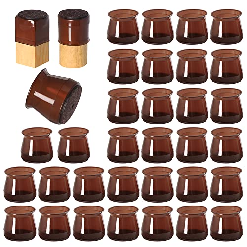 32 Pcs Silicone Chair Leg Floor Protectors for Hardwood Floors, Brown Felt Bottom Chair Leg Covers, Free Moving Table Leg Covers, Stool Leg Protectors Caps（Large fit : 1.3'' - 2''） - color: Brown-32pcs, size: Universal Large