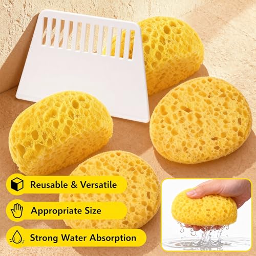 7-Piece Drywall Texture Repair Kit, 4 Knockdown Texture Sponges, 1 Scraper & 1 Pairs Gloves, for DIY Wall & Ceiling Patch, Matching Orange Peel & Splatter Texture