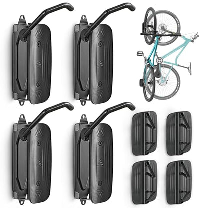 monTEK Swivel Bike Wall Mount, Bike Hangers for Garage, Space-Saving Vertical Bike Rack, Sturdy Bike Storage Rack Holds Up to 66lbs, Easy to Install, 4 Pack - size: 4 PACK