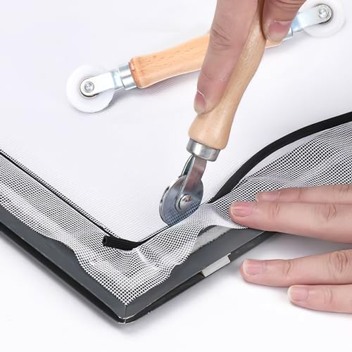Screen Repair Tool Set, 3 Pcs Window Screen Rolling Tool, Metal/Nylon Window Screen Spline Roller Tool, Screen Roller with Bearing for Install/Repair/Replace Window Screens, with Removal Hook