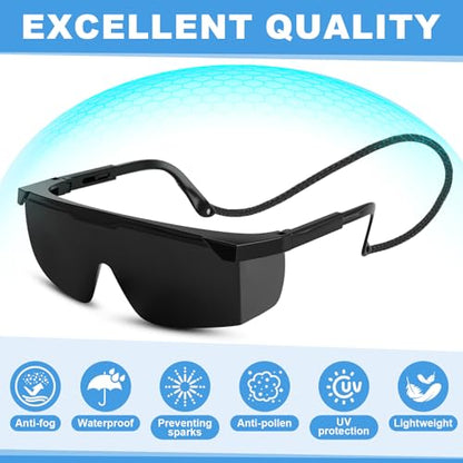 Treela 50 Pcs Safety Goggles Bulk Anti-Fog Glasses with Adjustable Temples and Wraparound Lenses Scratch Resistant Safety - color: Black