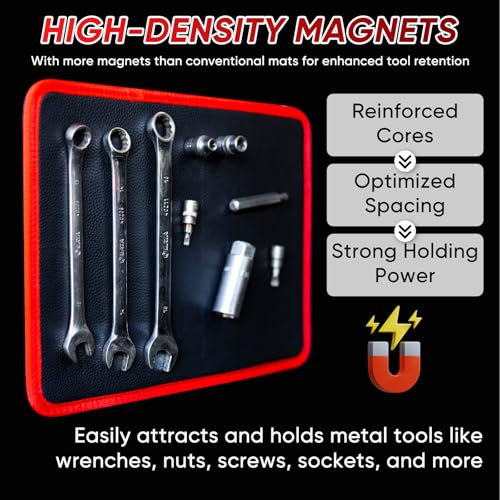 ‌Arcomin Magnetic Tool Mat & Holder | 12.8"x9.8" Flexible Magnetic Tray for Garage Workshop, Scratchproof PVC Surface with Non-Slip Grip | Auto Repair, Toolbox Organizer for Mechanics & DIY