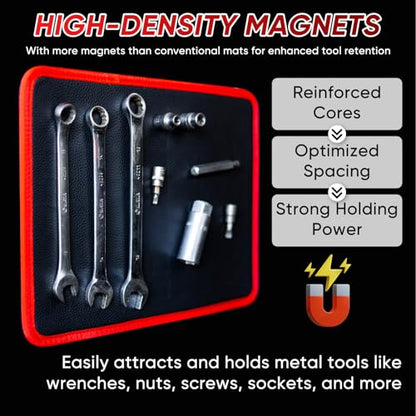‌Arcomin Magnetic Tool Mat & Holder | 12.8"x9.8" Flexible Magnetic Tray for Garage Workshop, Scratchproof PVC Surface with Non-Slip Grip | Auto Repair, Toolbox Organizer for Mechanics & DIY