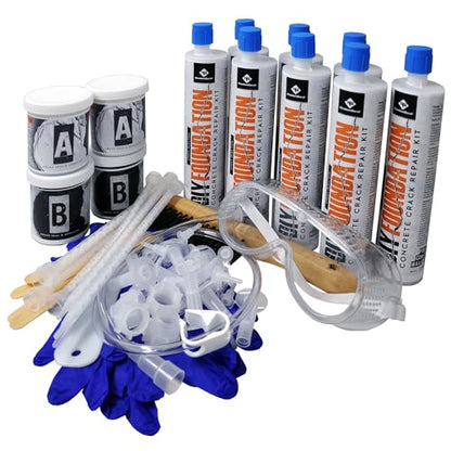 RadonSeal Epoxy Concrete Crack Repair Kit (20 ft) – Low-Viscosity Epoxy Injection for Basement & Foundation Walls – Structural Crack Repair System