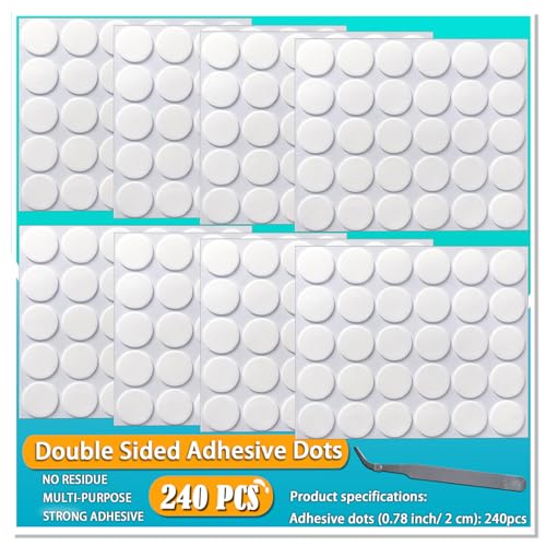 Birllaid Double Sided Tape, Removable, Strong Mounting Adhesive Dots for Picture Poster Decorations, Balloon, Photo, Art Craft, Party Supplies - style: Circle 240Pcs