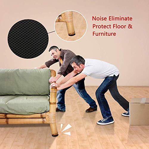 Yelanon Non Slip Furniture Pads - 16 pcs 3" Round Felt & EVA Furniture Grippers, Dark Brown & Black, Self Adhesive Rubber Feet for Hardwood, Laminate, Tile, Vinyl, Cork Floors - size: 16pcs 3" Round