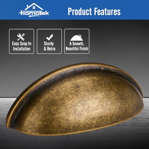 HOMOTEK 5 Pack Drawer Bin Cup Pulls Dresser Pulls for Cabinets Brass Bronze - 3 Inch Hole Centers Furniture Handles,Kitchen Cabinet Hardware - color: Brass Bronze, size: 5 Pack