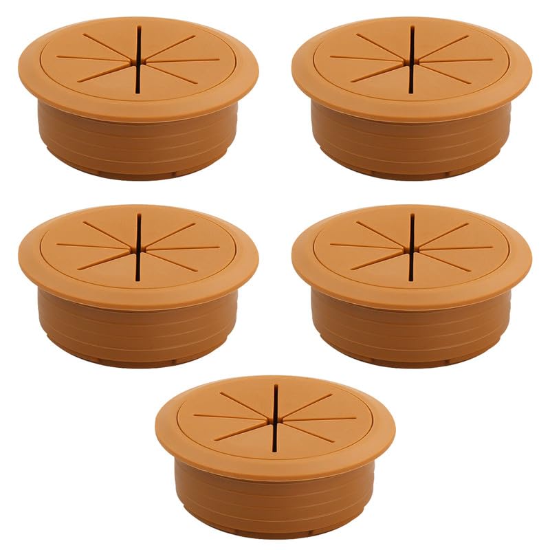 EASYEAH 5 Pcs Desk Grommet 2" / 50 mm, Desk Hole Cover for Cables Brown, Cable Grommet ABS Plastic, Desk Hole Grommet for Home & Office Pc, Detachable Cable Cord Organizer - size: 2" / 50 mm, style: 5pcs Brown
