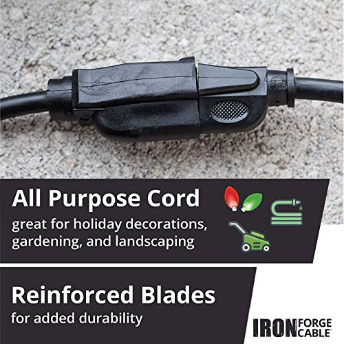 Iron Forge Cable 14 Gauge Outdoor Extension Cord 10 Ft, SJTOW 14/3 Heavy Duty Black Extension Cord 3 Prong, Oil Resistant & Flame Retardant - size: 10 Foot