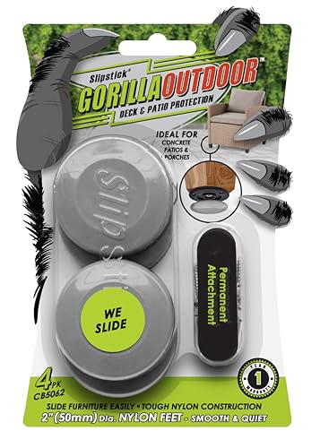 Gorilla Outdoor 2 Inch Furniture Sliders/Screw on Nylon Glide Floor Protectors (Set of 4 Glides) for Carpet and Hard Surface Sliding on Outdoor & Indoor Floors - size: 2 Inch Nylon - 4 Pack