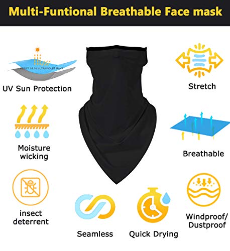Kyerivs Face Mask Reusable Washable Cloth Bandanas Women Men Neck Gaiter Cover Ear Loops - color: Black01