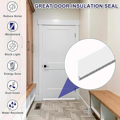 39 Inch Door Draft Stopper with Brush - Heavy Duty Weather Stripping Seal for Bottom of Door, Interior & Exterior Use, Noise & Soundproof Barrier, Gap Guard for Doors & Windows(White, 39")