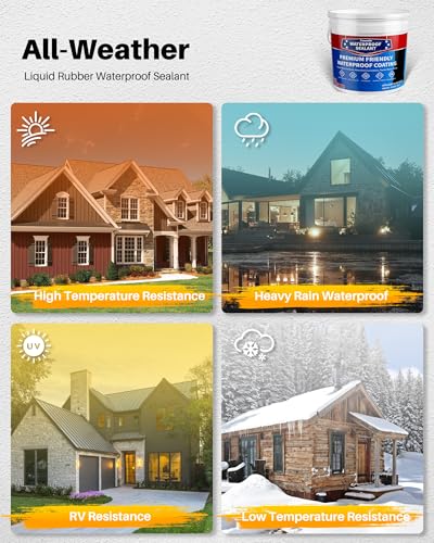 Liquid Water Proof Sealant Coating, 2 Gallon, Roof Leak Repair Coating Black, Water-Based Rubber Waterproof Sealant, Polyurethane Waterproof Coating for Roofs, Foundations, Basements - color: Black, size: 2 Gallon