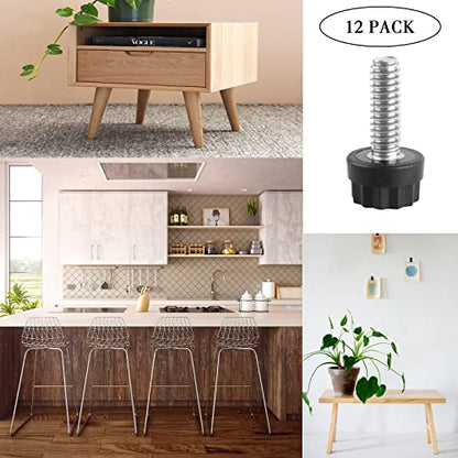Stainless Steel Screw Leveling Feet 1/4” Furniture Levelers Adjustable Table Levelers Chair Levelers Outdoor Indoor Furniture Feet for Table, Chair, Cabinet, Patio Furniture Legs, 12 pcs Pack (Small) - color: Furniture Levelers 12pack-stainless Steel