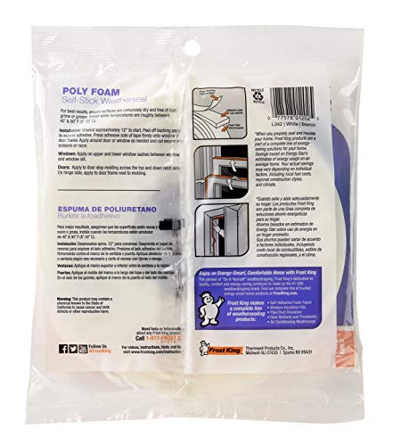 Frost King L342H Polyurethane Foam Tape 1/4-Inch, White - size: 3/4"w, 1/4"t (Pack of 1)