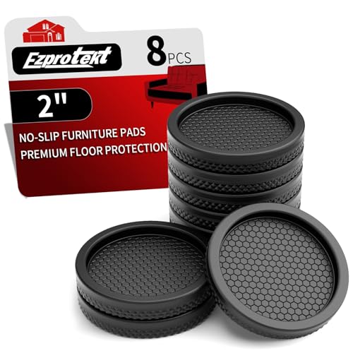 Ezprotekt Non Slip Furniture Pads, 8 Pcs 2" Anti Slip Rubber Caster Cups, No Slide Furniture Gripper, Anti Skid Furniture Coasters for Hardwood Floors, Furniture Stoppers to Prevent Sliding (Black) - size: 2" 8pcs