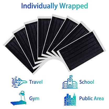 Disposable Face Mask 4-Ply for Adult, Soft Face Masks, Breathable Safety Mask… - color: Black1
