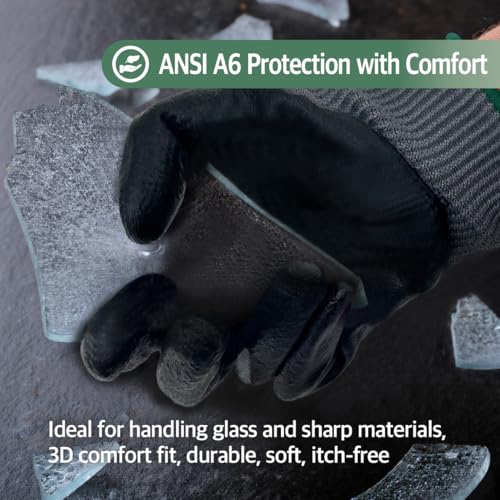 DEX FIT Level A6 Fiberglass Free Cut Resistant Gloves CR533H, 3D Comfort Fit, No Itch, Firm Grip, Soft & Durable, Touch-screen Compatible, Dexterity, Machine Washable; Gray L (9) 1 Pair
