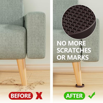 Non Slip Furniture Pads - 2" Anti Skid Caster Cups, 12PCS Round Furniture Coasters for Hardwood Floors, Anti Slide Furniture Cup Bed Couch Floor Protectors,Furniture Stoppers to Prevent Sliding(Brown) - size: 2" 12pcs Brown