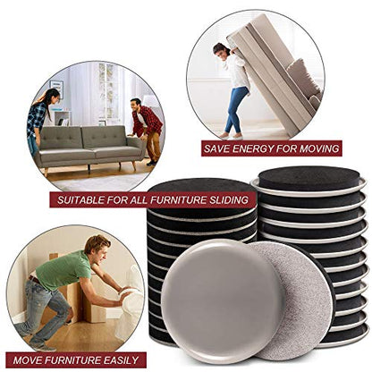 Yelanon Furniture Sliders, 20pcs-3 1/2” Felt Furniture Sliders for Carpet, Furniture Pads Hardwoods Floors, Heavy Furniture Movers Sliders, Reusable Moving Pads, Floor Protectors for Carpet - size: 10pcs 3.5'' sliders & 10pcs 3.5'' felt sliders