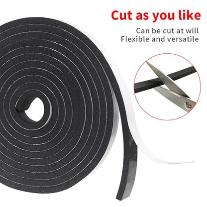 Foam Insulation Tape self Adhesive,1/2In x 1/4In x51Ft Weather Stripping for Doors and Windows,Sound Proof soundproofing Door Seal,Weatherstrip,Pipe Cooling, Air Conditioning Seal Strip - size: 1/2In x 1/4In x51Ft