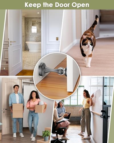 Door Stoppers Magnetic Door Catch, Stainless Steel Magnetic Door Stop 1 Pack, Double-Sided Adhesive Tape, No Drilling, Screws for Stronger Mount, Holder Your Door Open for Wide Doors - style: 2 Pack Gray