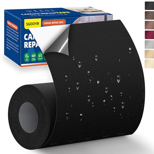 Self-Adhesive Canvas Repair Tape, 4" x 79" Waterproof Canvas Repair Patch, Fabric Patch Repairs Kit for Furniture, Tents, Sunbrellas, Boat Covers Awnings, Couches, Clothes, Bags Black - color: Black, size: 4" x 79"