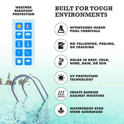 Burro Adhesives 10-Pack Waterproof White Pool Patches - Professional Grade PVC Repair Kit with 2.75" x 4" Heavy Duty Patches for Commercial & Residential Vinyl Liner Pools, Works Underwater & Dry - color: White