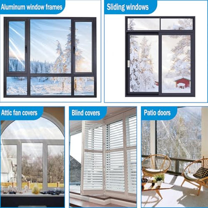 Window Insulation Kit, 63 × 394 Inch and 87 x 110 inch Plastic Window Covering for Winter, Window Insulation Film Window Wrap Insulation Windows Winterizing Kit with Double-Sided Tape - size: 63 × 394 Inch and 87 x 110 inch
